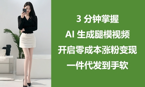 3分钟掌握AI生成腿模视频，开启零成本涨粉变现，一件代发到手软插图