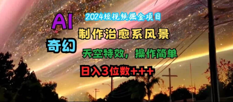 2024短视频掘金项目，AI制作治愈系风景，奇幻天空特效，操作简单，日入3位数插图