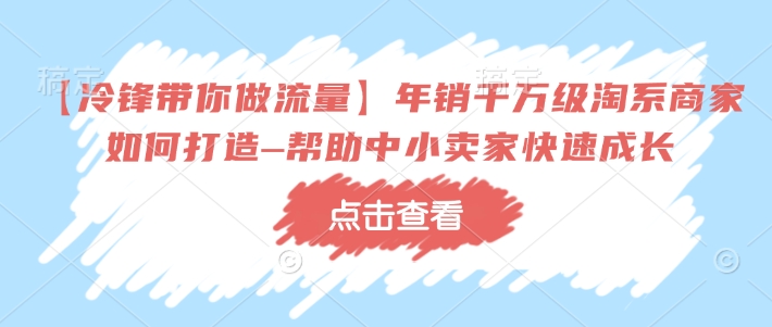 【冷锋带你做流量】年销千万级淘系商家如何打造–帮助中小卖家快速成长插图