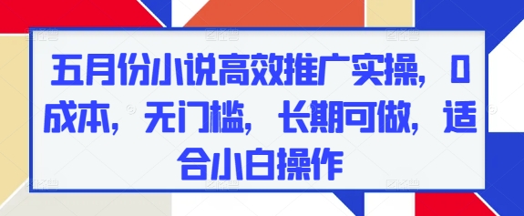 五月份小说高效推广实操，0成本，无门槛，长期可做，适合小白操作插图