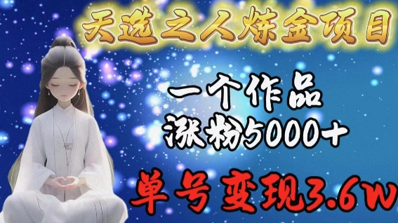 天选之人炼金项目，一个作品涨粉5000+，单号变现3.6w插图