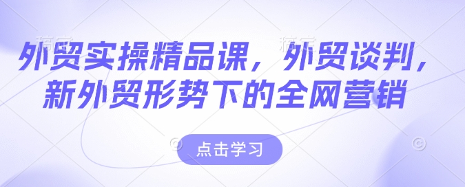 外贸实操精品课，外贸谈判，新外贸形势下的全网营销插图