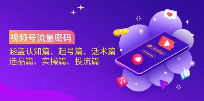 视频号流量密码：涵盖认知篇、起号篇、话术篇、选品篇、实操篇、投流篇插图