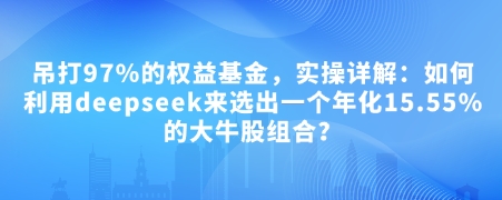 付费文章：吊打97%的权益基金，实操详解：如何利用deepseek来选出一个年化15.55%的大牛股组合?插图