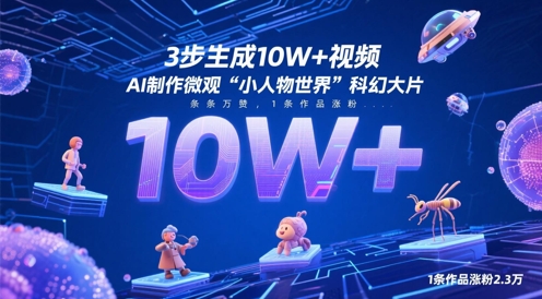 3步生成10W+视频，AI制作微观“小人物世界”科幻大片，条条万赞，1条作品涨粉2.3W插图