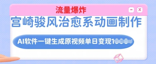 宫崎骏风治愈系动画制作，AI软件一键生成原创视频流量爆炸，单日变现多张，详细实操流程插图