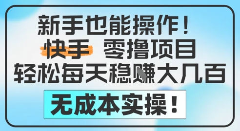 新手也能操作，快手零撸挣米，轻松每天挣2-5张，完全无成本插图