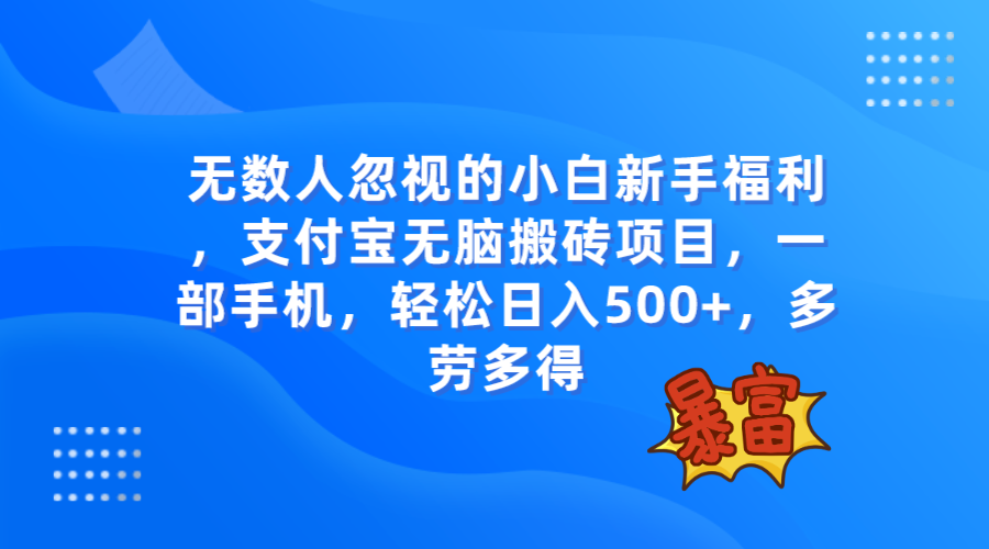 无数人忽视的项目，支付宝无脑搬砖项目，一部手机即可操作，轻松日入500+插图