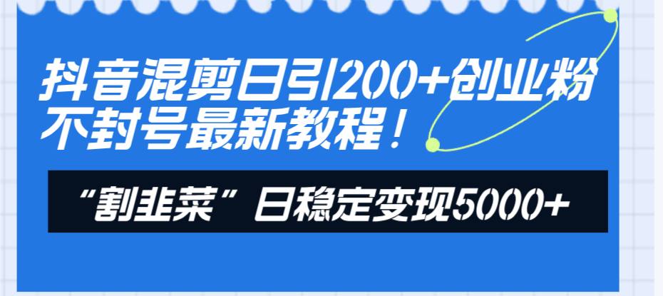 抖音混剪日引200+创业粉不封号最新教程！“割韭菜”日稳定变现5000+！插图