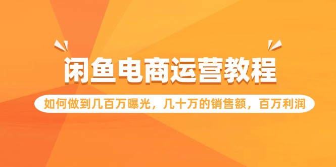 闲鱼电商运营教程：如何做到几百万曝光，几十万的销售额，百万利润插图