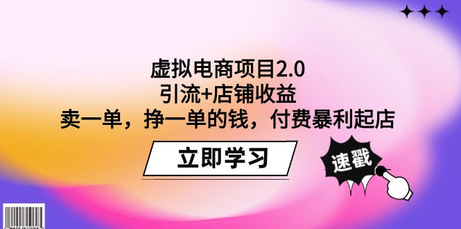 虚拟电商项目2.0：引流+店铺收益  卖一单，挣一单的钱，付费暴利起店插图