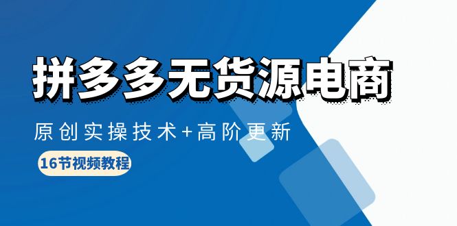 拼多多无货源电商，原创实操技术+高阶更新（16节视频教程）插图