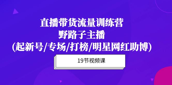 直播带货流量特训营，野路子主播(起新号/专场/打榜/明星网红助博)19节课插图