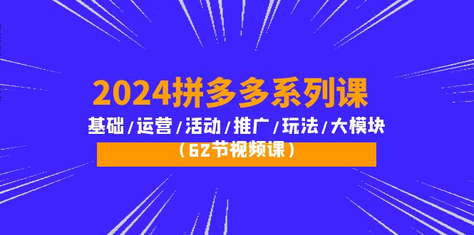 2024拼多多系列课：基础/运营/活动/推广/玩法/大模块（62节视频课）插图