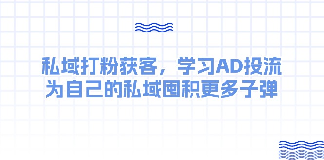 某收费课：私域打粉获客，学习AD投流，为自己的私域囤积更多子弹插图