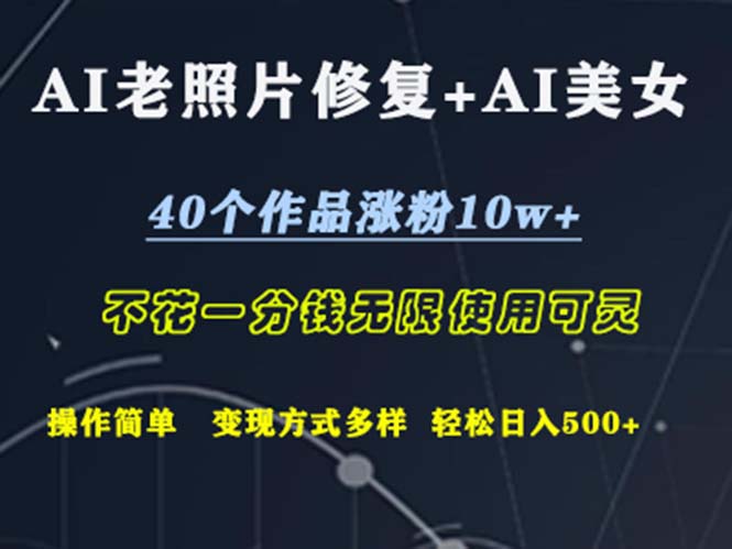AI老照片修复+AI美女玩发  40个作品涨粉10w+  不花一分钱使用可灵  操…插图