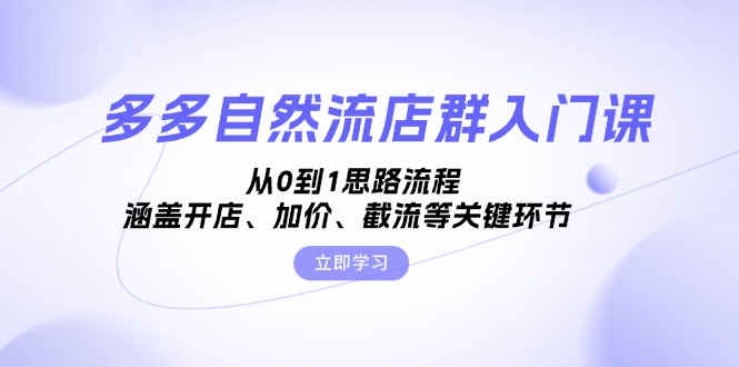 多多自然流店群入门课，从0到1思路流程，涵盖开店、加价、截流等关键环节插图