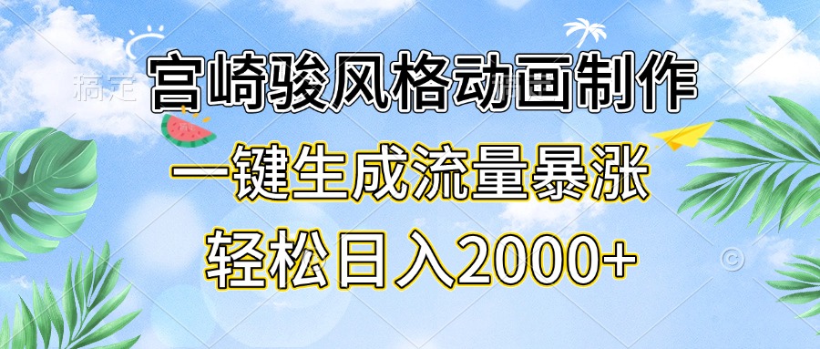 宫崎骏风格动画制作，一键生成流量暴涨，轻松日入2000+插图