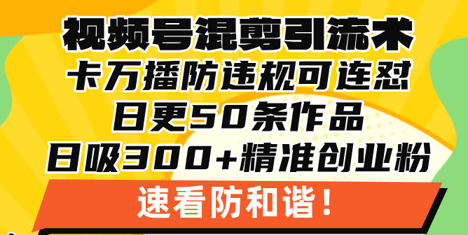 视频号混剪引流技术，500万播放引流17000创业粉，操作简单当天学会插图