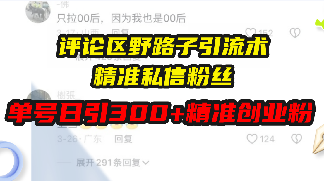 评论区野路子引流术，精准私信粉丝，单号日引流300+精准创业粉插图
