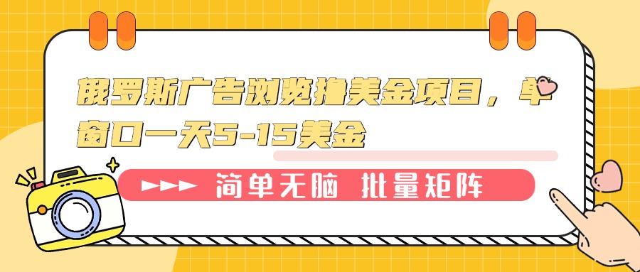 俄罗斯广告浏览撸美金项目，单窗口一天5-15美金插图