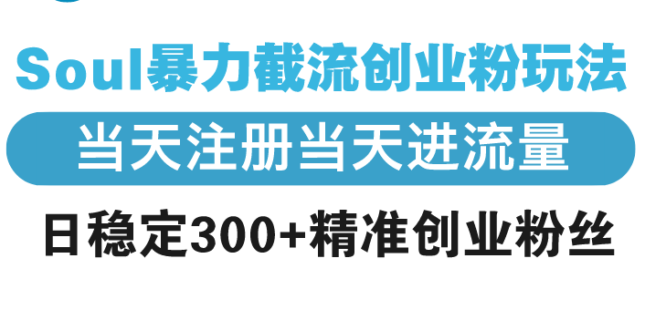 Soul暴力截流创业粉玩法，当天注册当天进流量，日稳定300+精准创业粉丝插图