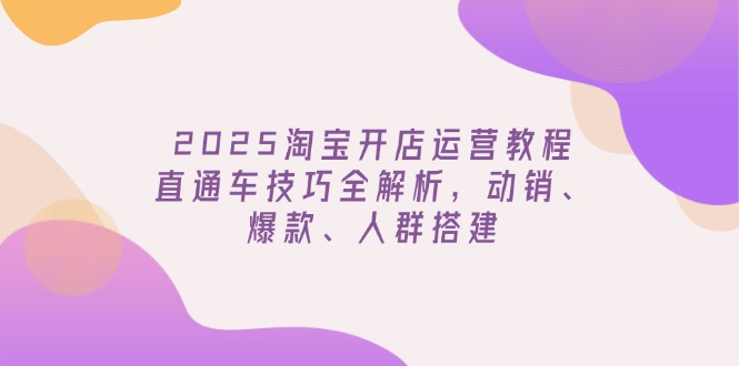2025淘宝开店运营教程更新，直通车技巧全解析，动销、爆款、人群搭建插图