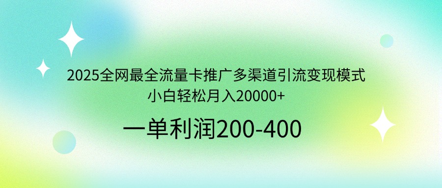 2025全网最全流量卡推广多渠道引流变现模式，小白轻松月入20000+插图