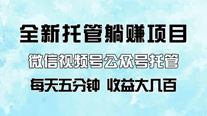 全新托管躺赚项目，微信视频号公众号托管代运营，每天五分钟，收益大几百插图