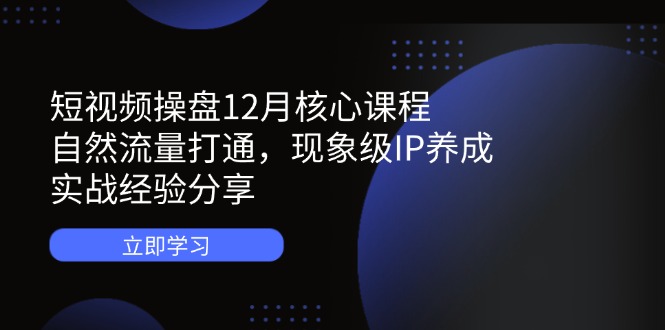 短视频操盘12月核心课程：自然流量打通，现象级IP养成，实战经验分享插图