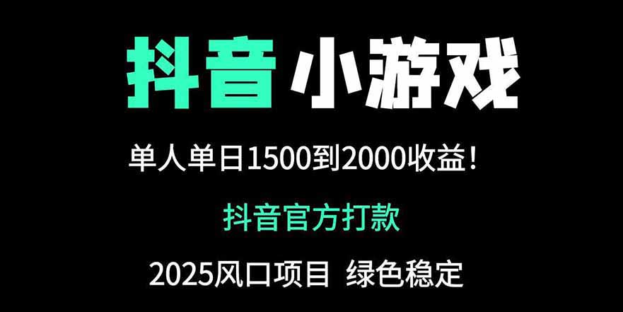 抖音官方小游戏2025全网最新玩法，暴利赚钱项目，单机日入2000+插图