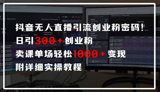 抖音无人直播引流密码！日引300+创业粉 单场轻松1000+变现 附详细实操教程插图
