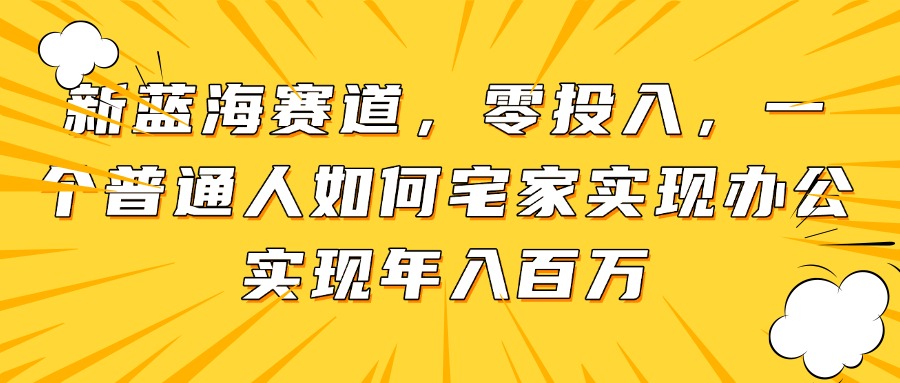 新蓝海赛道，零投入，一个普通人如何宅家办公实现年入百万插图
