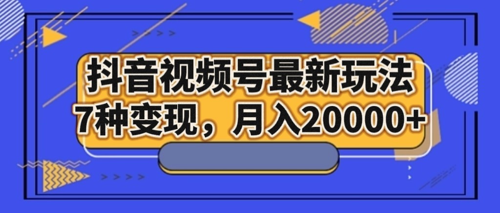 抖音视频号最新玩法，7种变现，月入20000+插图