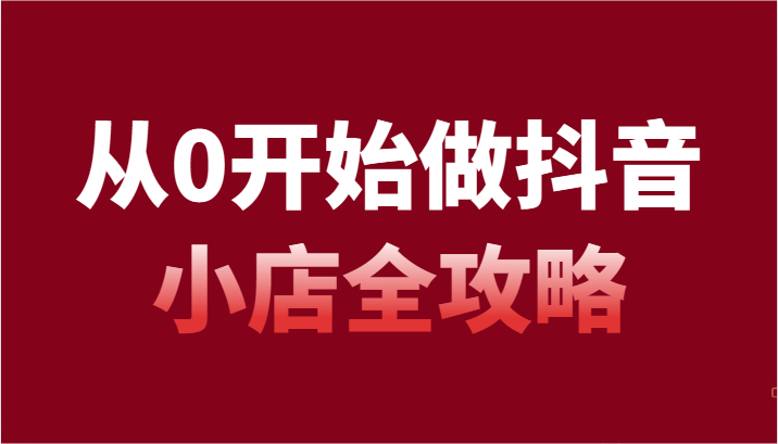 从0开始做抖音小店全攻略，抖音开店全步骤详细解说（54节课）插图