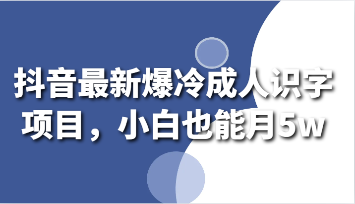 抖音最新爆冷成人识字项目，小白也能月5w插图