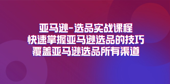 亚马逊选品实战课程，快速掌握亚马逊选品的技巧，覆盖亚马逊选品所有渠道插图