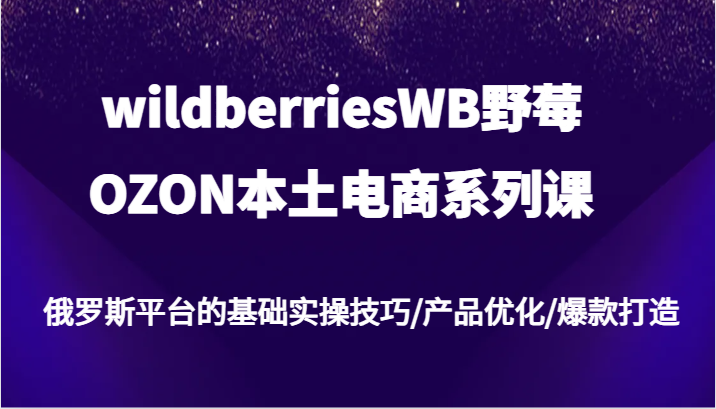 wildberriesWB野莓/OZON本土电商系列课，俄罗斯平台的基础实操技巧/产品优化/爆款打造插图