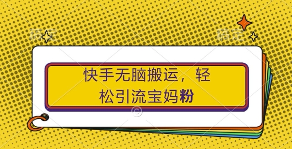 快手无脑搬运，轻松引流宝妈粉，纯小白轻松上手插图
