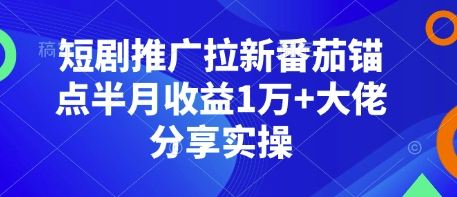 短剧推广拉新番茄锚点半月收益1万+大佬分享实操插图