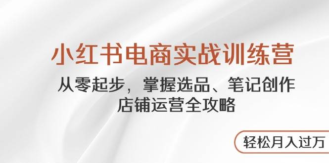 小红书电商实战训练营，从零起步，掌握选品、笔记创作、店铺运营全攻略，轻松月入过万插图