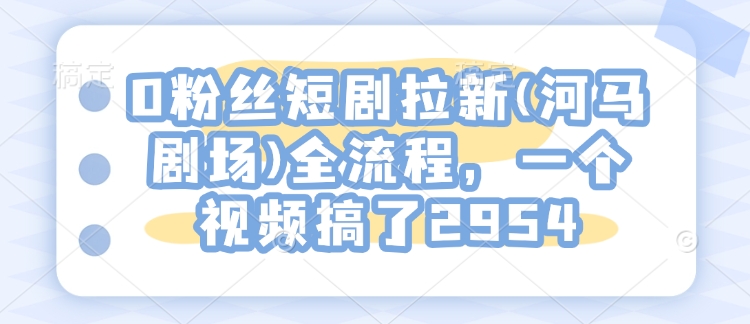 0粉丝短剧拉新(河马剧场)全流程，一个视频搞了2954插图