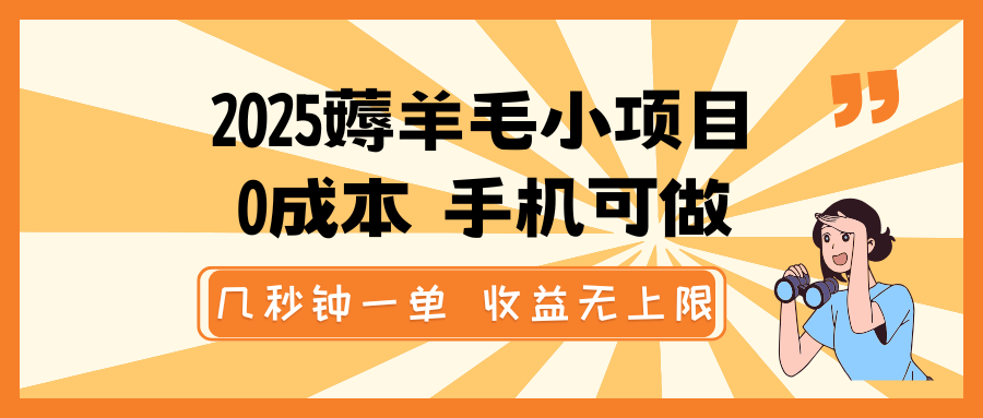 2025薅羊毛小项目，0成本 手机可做，几秒钟一单，收益无上限插图