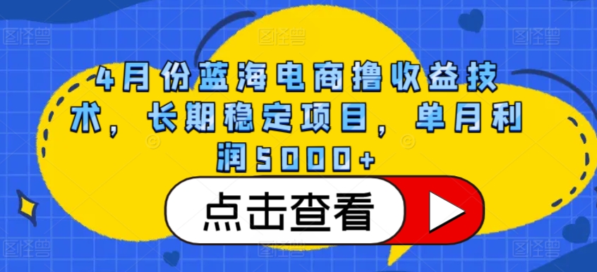 4月份蓝海电商撸收益技术，长期稳定项目，单月利润5000+插图