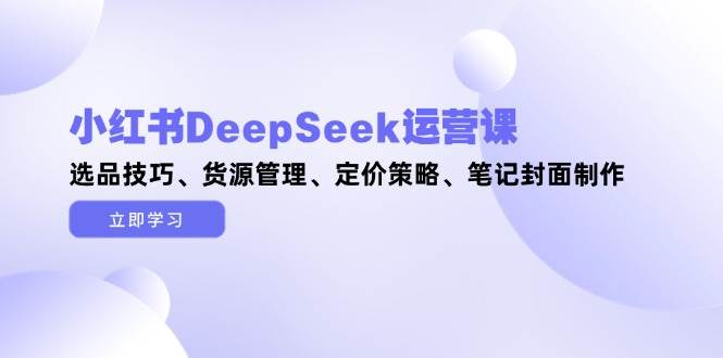小红书DeepSeek运营课，选品技巧、货源管理、定价策略、笔记封面制作插图