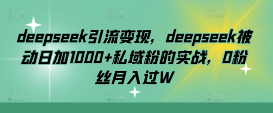 deepseek引流变现，deepseek被动日加1000+私域粉的实战，0粉丝月入过W插图