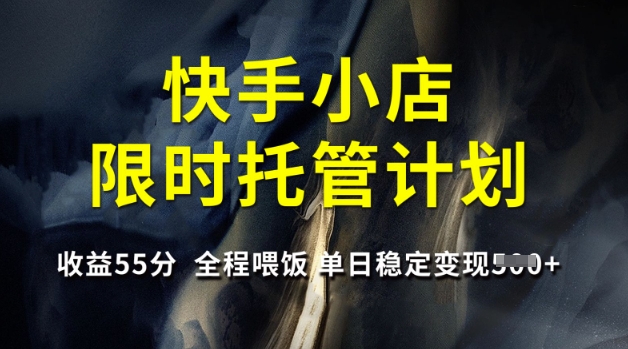 快手小店限时托管计划，收益55分，全程喂饭，单日稳定变现5张插图