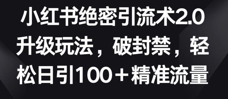 小红书绝密引流术2.0升级玩法，破封禁，轻松日引100+精准流量插图