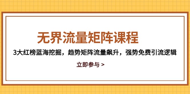 无界流量矩阵课程，3大红榜蓝海挖掘，趋势矩阵流量飙升，强势免费引流逻辑插图