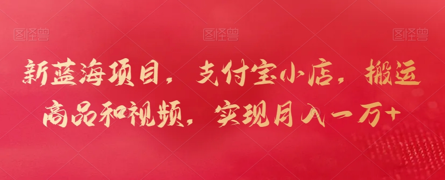 新蓝海项目，支付宝小店，搬运商品和视频，实现月入一万+插图